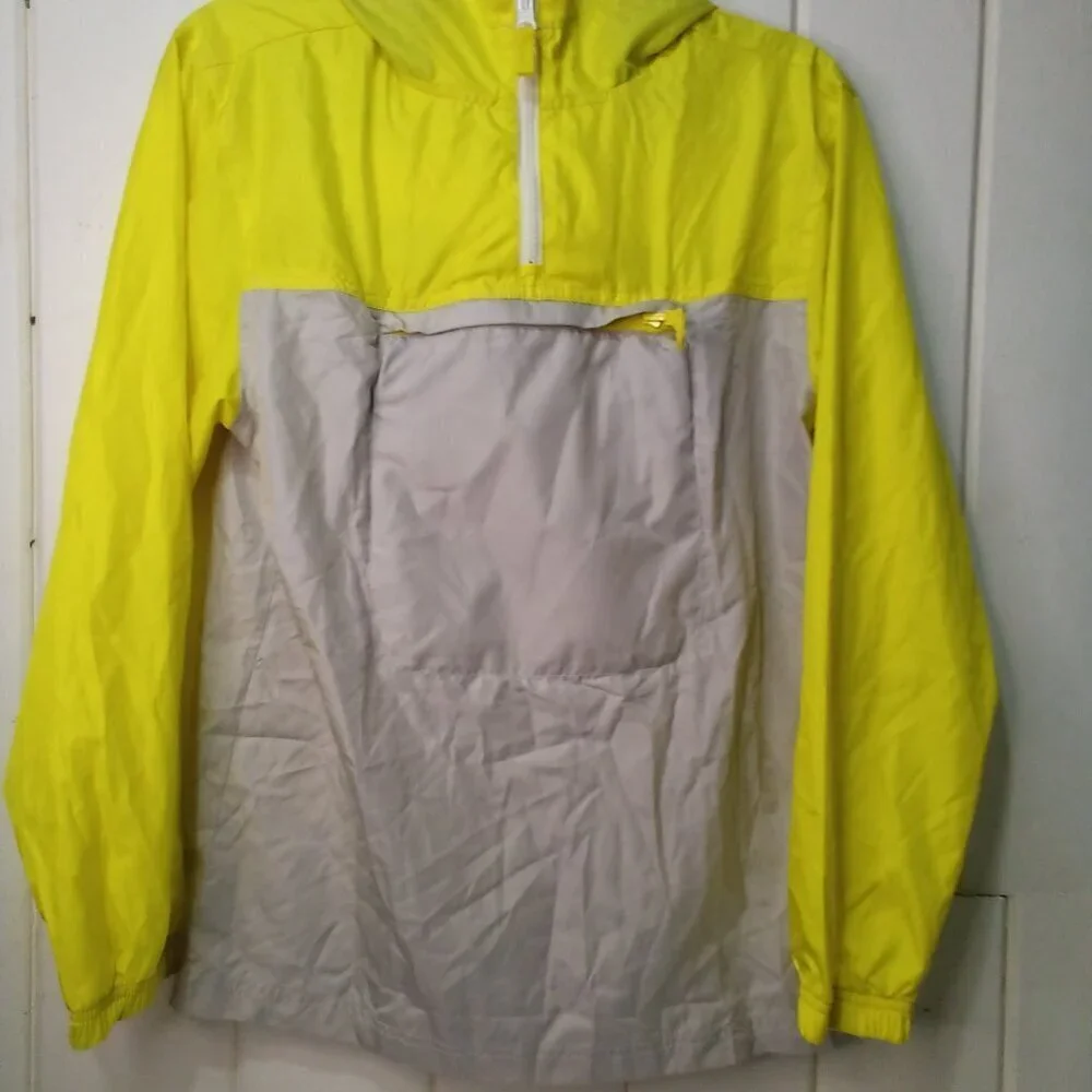 Old Navy Windbreaker Kids L Jacket In A Pocket Lightweight Yellow Gray